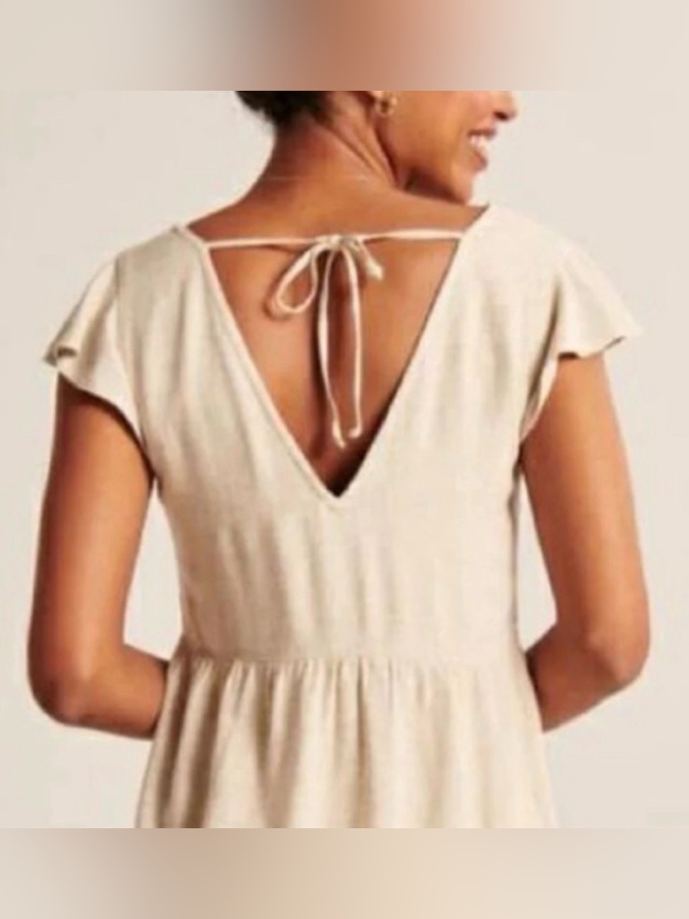 Abercrombie & Fitch Taupe Flutter Sleeve Top